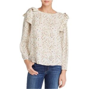 Rebecca Taylor Cream Floral Tie Shoulder Blouse